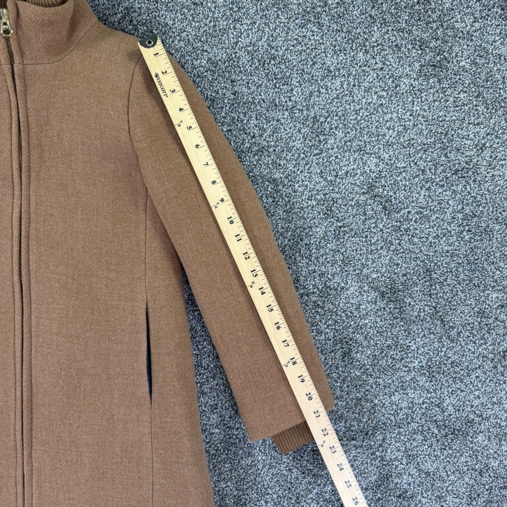 J.Crew Italian Stadium Cloth Wool Coat Brown Nello Gori Zip Up Womens 0 Petite - Picture 11 of 12